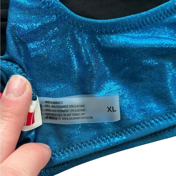 Solid & Striped Women's Metallic Blue The Brody Bikini Set Sz XL - Picture 11 of 13